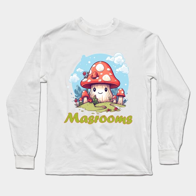 Chanterelle mushrooms Long Sleeve T-Shirt by Printashopus